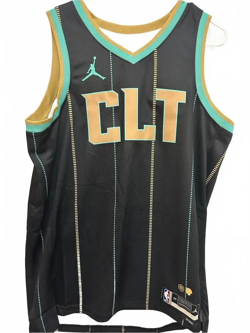 Jordan CLT Black Teal & Gold Basketball Jersey
